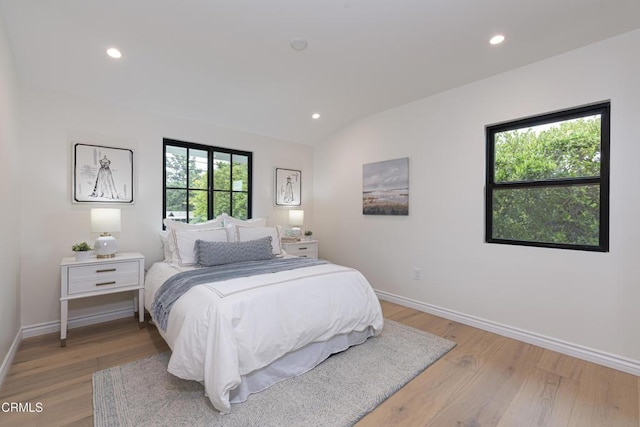 313 N Sunnyside Ave, Sierra Madre, CA 91024 - bedroom featuring baseboards, light wood-type flooring, and recessed lighting