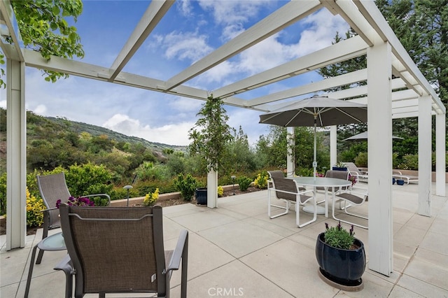 view of patio / terrace with outdoor dining space and a pergola
