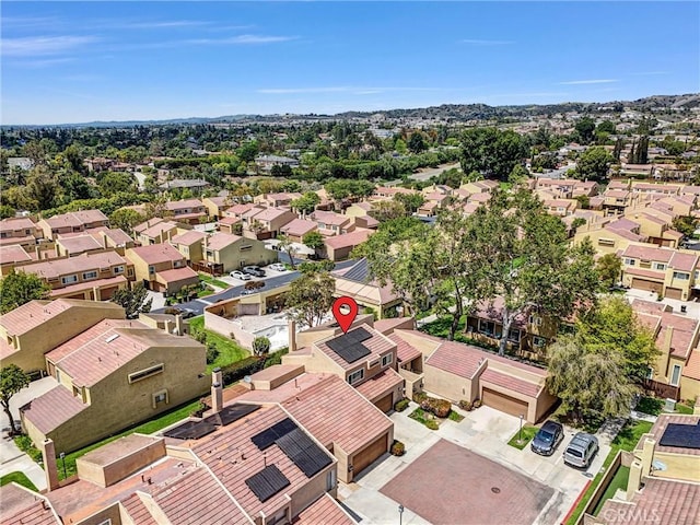 drone / aerial view with a residential view