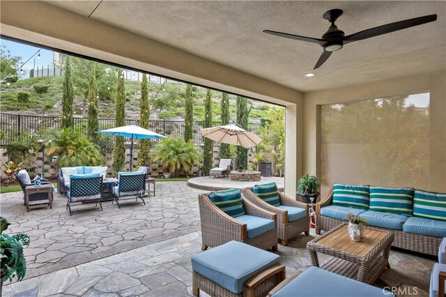 11 Cielo Arroyo, Mission Viejo, CA 92692 - view of patio / terrace with outdoor lounge area and ceiling fan