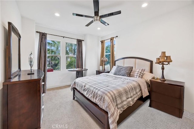 11 Cielo Arroyo, Mission Viejo, CA 92692 - bedroom featuring carpet, multiple windows, recessed lighting, and ceiling fan