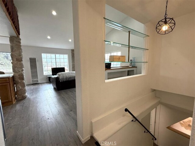 1909 Pioneer Way, Pine Mountain Club, CA 93222 - interior space with a heating unit, wood finished floors, recessed lighting, and vanity