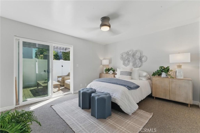 1200 E Ocean Blvd Unit 59, Long Beach, CA 90802 - bedroom featuring access to exterior, carpet, baseboards, and ceiling fan