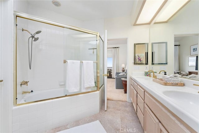 210 Lille Ln Unit 313, Newport Beach, CA 92663 - full bathroom with tiled shower / bath, a sink, and double vanity