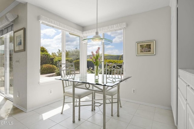 dining space featuring baseboards and a healthy amount of sunlight