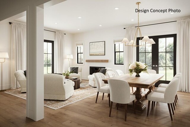 1736 Port Sheffield Pl, Newport Beach, CA 92660 - dining room featuring a glass covered fireplace, plenty of natural light, and wood finished floors
