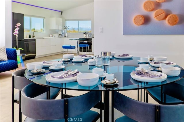 60810 Cole Ln, Landers, CA 92285 - dining room featuring vaulted ceiling
