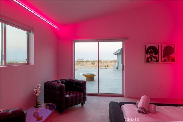 60810 Cole Ln, Landers, CA 92285 - living area featuring vaulted ceiling
