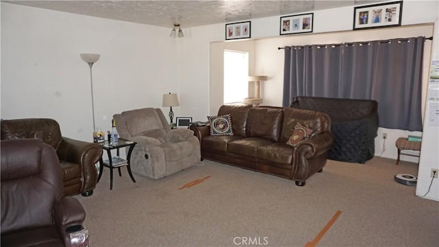living room with carpet floors