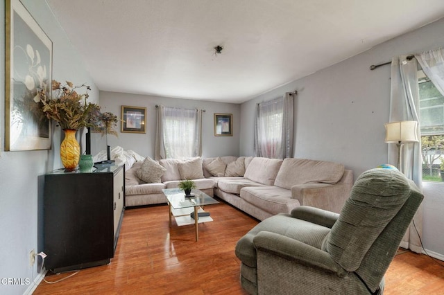 living area featuring wood finished floors