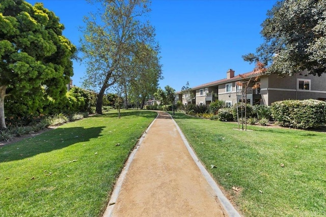 view of property's community with a yard