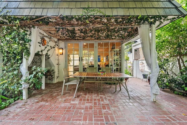 view of patio / terrace featuring french doors