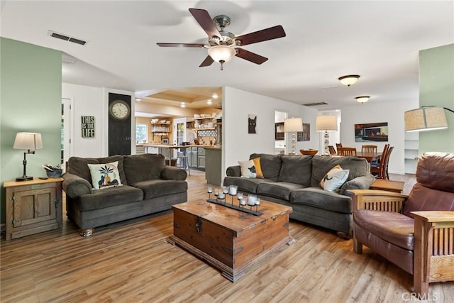1489 Manzanita Ave, Chico, CA 95926 - living room featuring light wood-style flooring and ceiling fan