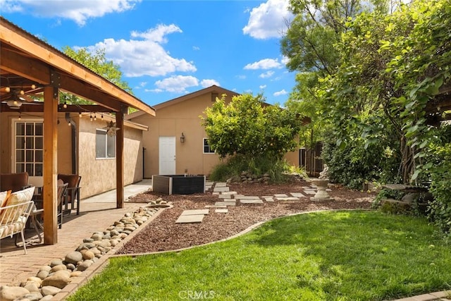 1489 Manzanita Ave, Chico, CA 95926 - view of green lawn with cooling unit and a patio area