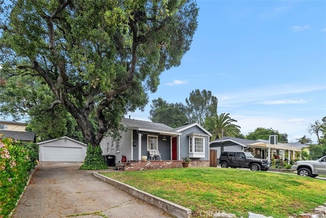 3241 Mills Ln, Crescenta, CA 91214 - view of front of house with an outbuilding, a detached garage, and a front lawn