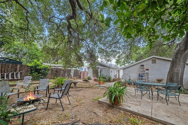 3241 Mills Ln, Crescenta, CA 91214 - view of yard featuring an outdoor fire pit and a patio area