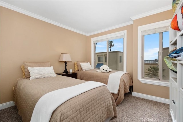 711 Pacific Coast Unit 325, Huntington Beach, CA 92648 - carpeted bedroom featuring crown molding and baseboards