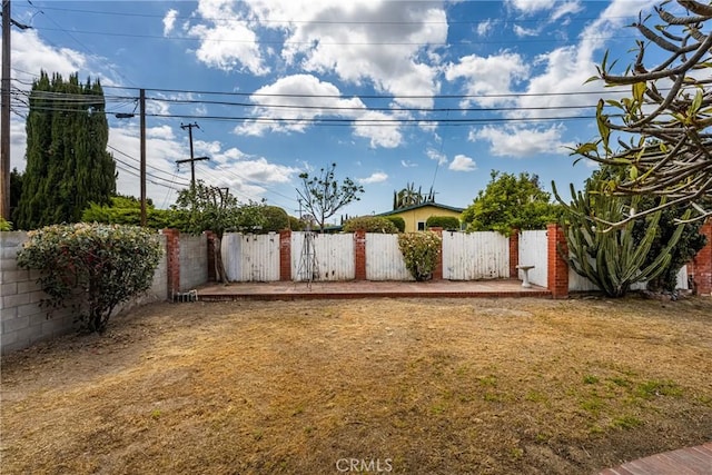 view of yard with a fenced backyard