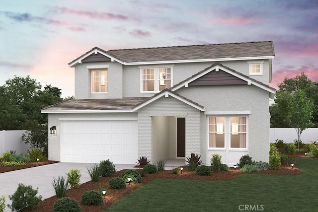 16680 Dara Ave, Chino, CA 91708 - traditional-style home with fence, a lawn, driveway, and a garage