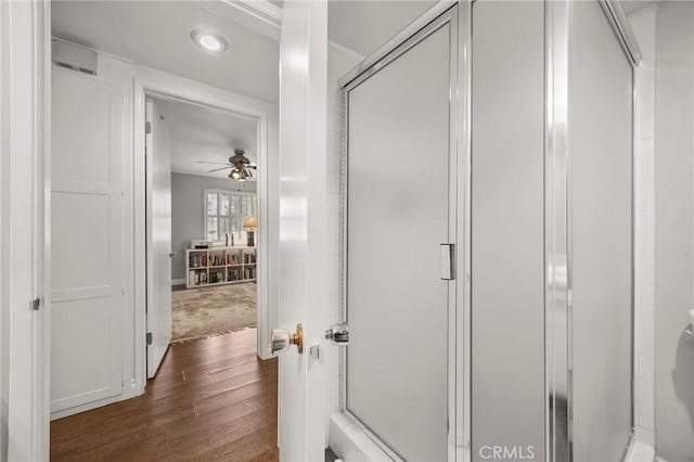 40N Calle Aragon, Laguna Woods, CA 92637 - hallway featuring dark wood finished floors