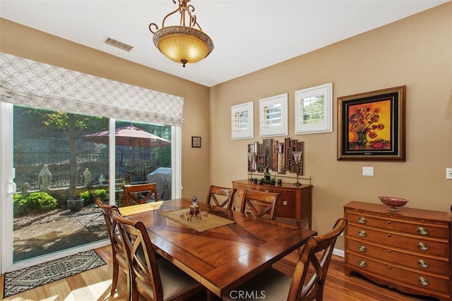 9169 Wooded Hill Dr, Corona, CA 92883 - dining space featuring visible vents and wood finished floors