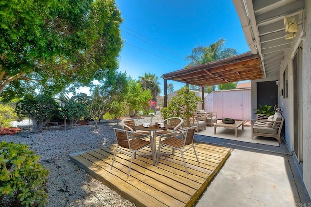 4549 Quailridge Dr, Oceanside, CA 92056 - fenced backyard featuring a shed, outdoor dining area, a patio area, and an outdoor hangout area