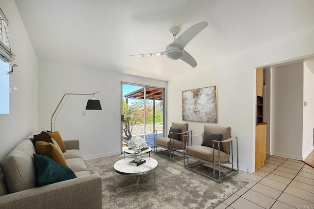 4549 Quailridge Dr, Oceanside, CA 92056 - living area featuring light tile patterned floors and ceiling fan