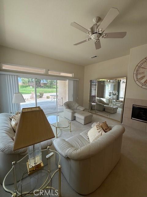 322 Brooklawn Dr, Banning, CA 92220 - living area with plenty of natural light, ceiling fan, and visible vents