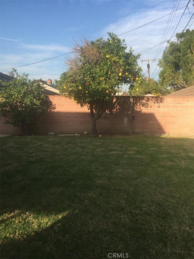 view of yard featuring fence