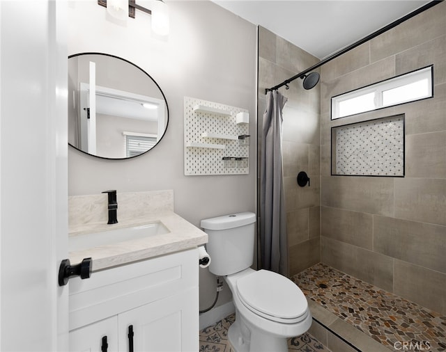 3204 Madison Ave, San Diego, CA 92116 - bathroom with vanity, tile patterned flooring, toilet, and tiled shower