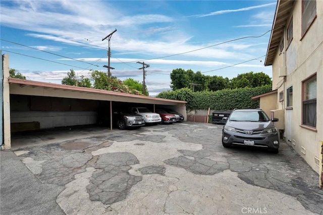view of covered parking lot