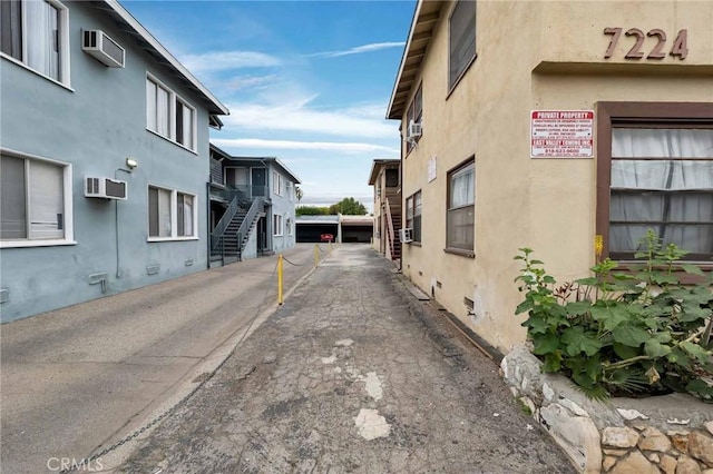 view of street featuring stairway