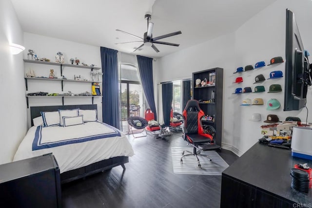 733 Clayburn Ct, Alpine, CA 91901 - bedroom with a ceiling fan, wood finished floors, and access to exterior