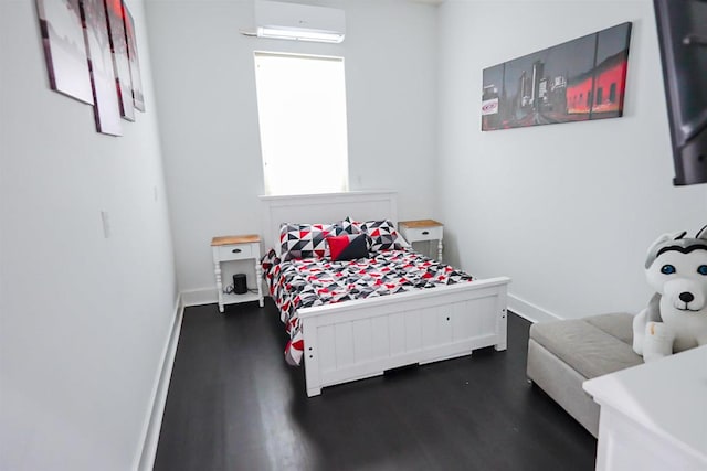 733 Clayburn Ct, Alpine, CA 91901 - bedroom featuring an AC wall unit, baseboards, and wood finished floors