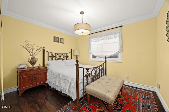 574 Camillo Rd, Sierra Madre, CA 91024 - bedroom featuring baseboards, ornamental molding, and dark wood-style floors