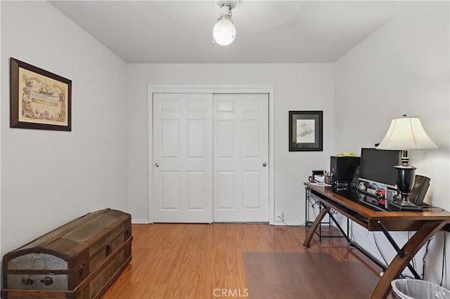 office area featuring light wood-type flooring
