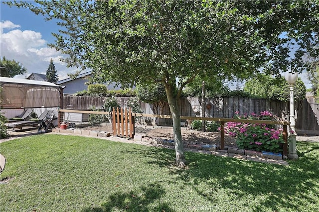 view of yard with a fenced backyard