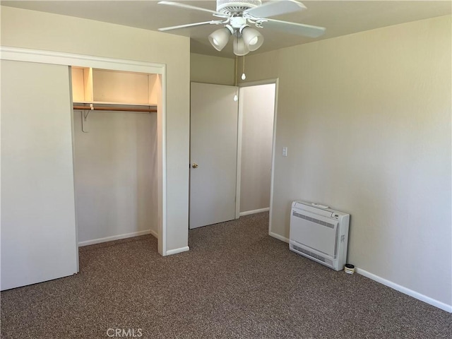 6322 Harvey, Paradise, CA 95969 - unfurnished bedroom featuring heating unit, baseboards, carpet, and a closet