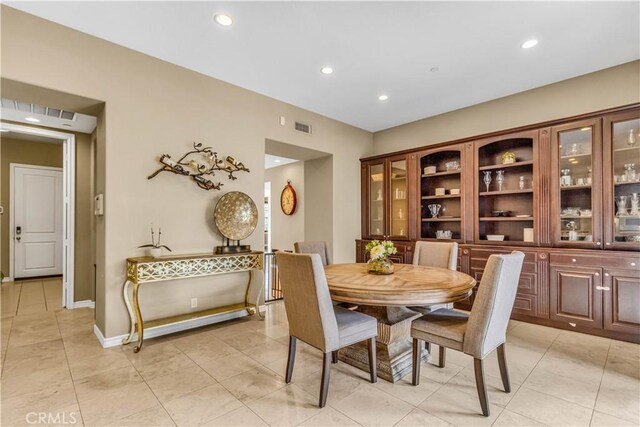 27 Calle Canela, San Clemente, CA 92673 - dining area with recessed lighting, baseboards, light tile patterned floors, and visible vents