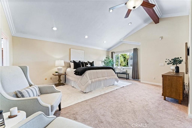 2223 E Vista Mesa Way, Orange, CA 92867 - bedroom featuring baseboards, recessed lighting, carpet, crown molding, and ceiling fan