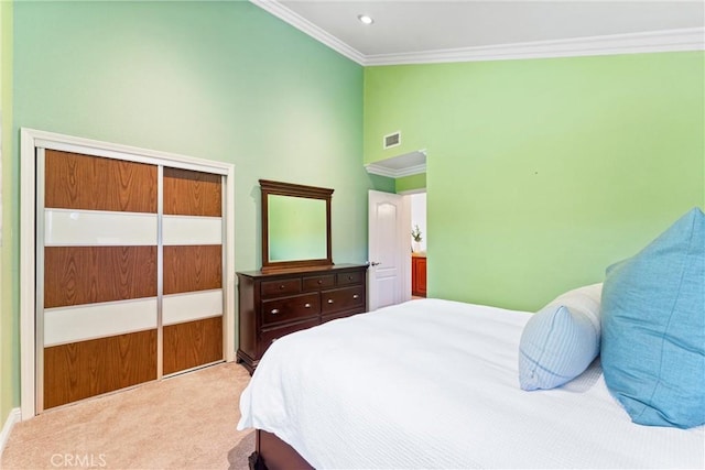 2223 E Vista Mesa Way, Orange, CA 92867 - bedroom with ornamental molding, carpet, and a high ceiling