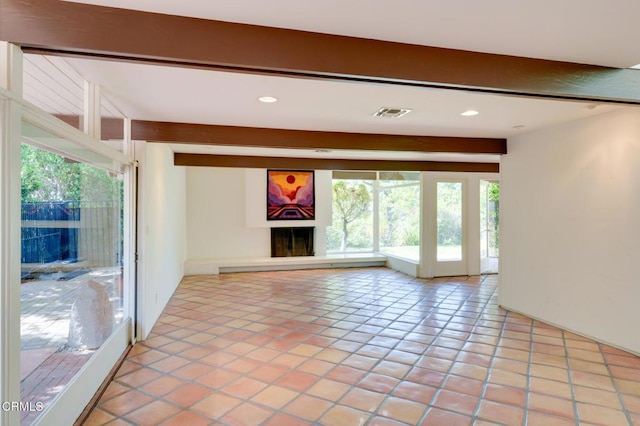 3350 Calvert Rd, Pasadena, CA 91107 - unfurnished living room with light tile patterned floors, recessed lighting, and visible vents