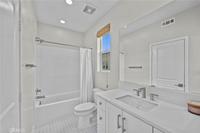 31 Jubilee Way, Rancho Mission Viejo, CA 92694 - bathroom featuring vanity, shower / tub combo, tile patterned flooring, and recessed lighting