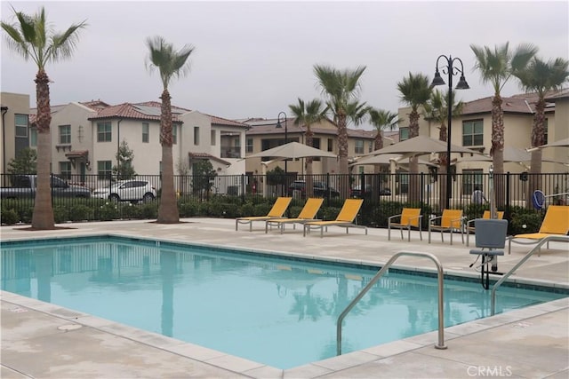4211 E Malagon Privado Unit 66, Ontario, CA 91761 - community pool featuring a patio, fence, and a residential view