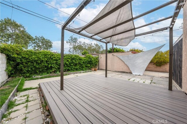 3712 Virginia Rd, Los Angeles, CA 90016 - wooden terrace with a fenced backyard and a pergola