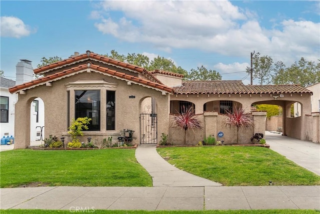 3712 Virginia Rd, Los Angeles, CA 90016 - mediterranean / spanish home with stucco siding, driveway, a tile roof, and fence