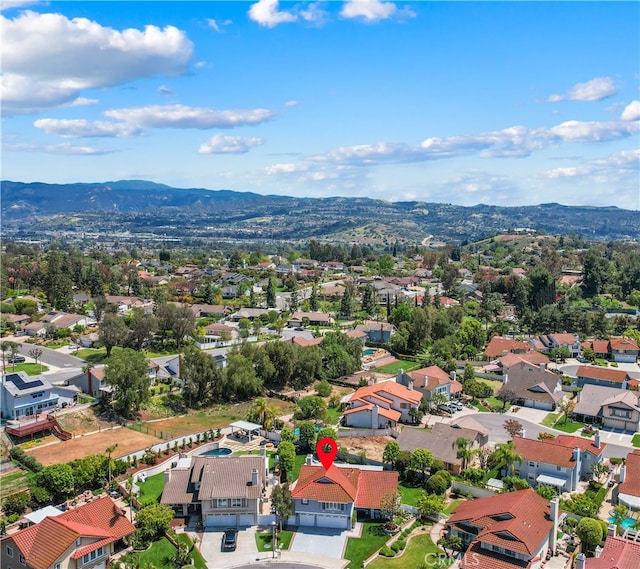 bird's eye view with a mountain view and a residential view