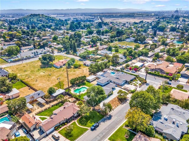 bird's eye view with a mountain view and a residential view