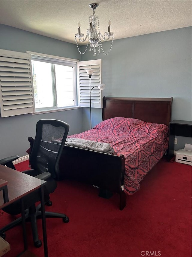 21205 Serra Unit 42, Lake Forest, CA 92630 - carpeted bedroom featuring a chandelier and a textured ceiling