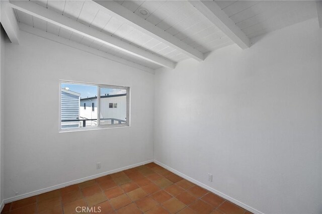 207 28th St, Newport Beach, CA 92663 - unfurnished room featuring tile patterned floors, baseboards, and wooden ceiling